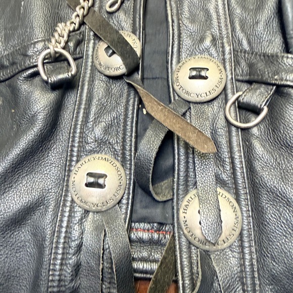 Harley Davidson Leather Vest Mens 2XL Black Lace Up Biker Motorcycle Vtg Gloves - Picture 4 of 9